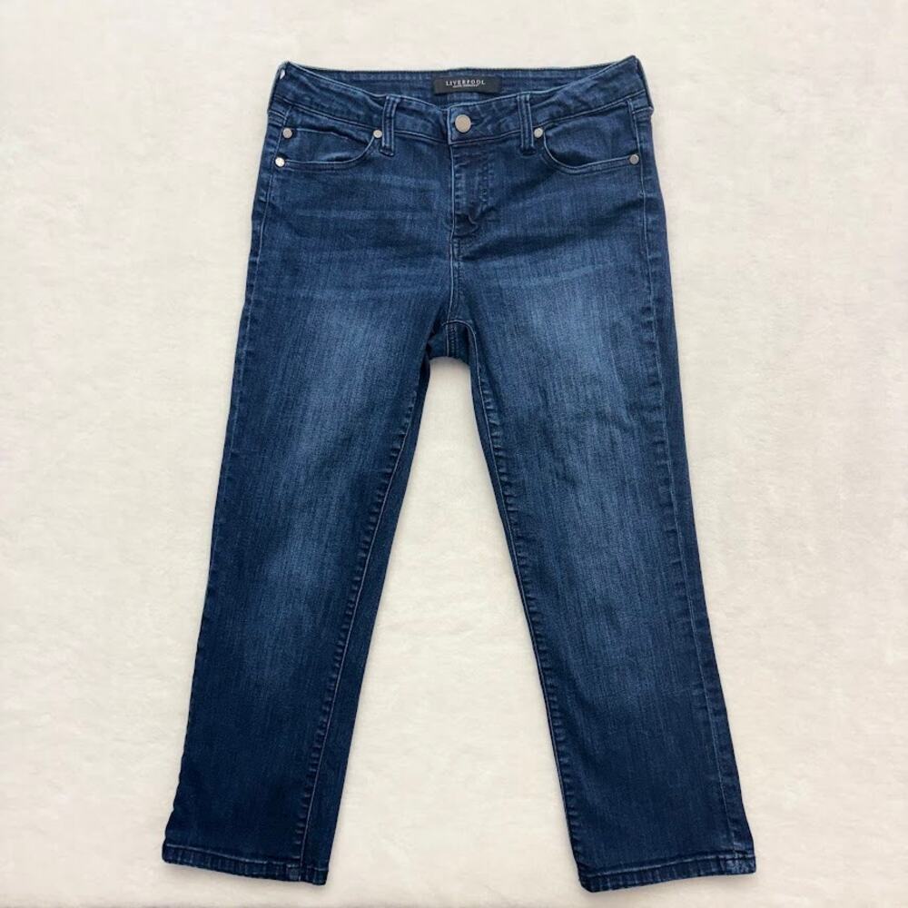Liverpool Jeans Michelle Capri Stretch Denim Blue Jeans Womens Size 6/28